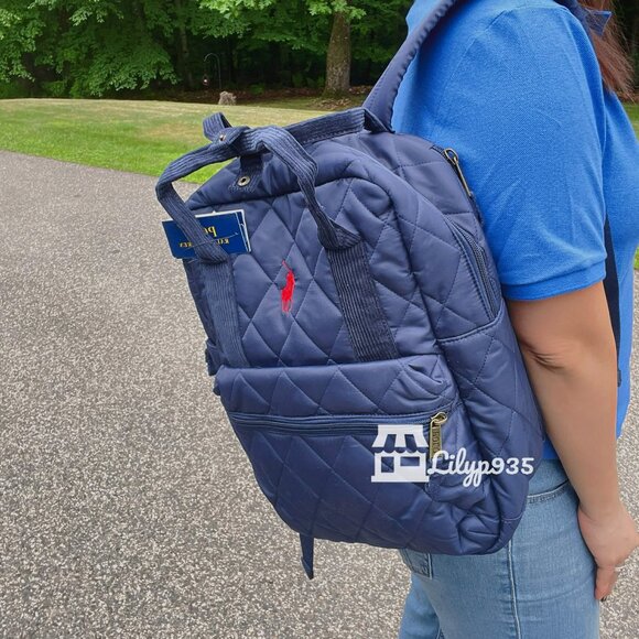 NWT Polo Ralph Lauren Quilted Nylon Backpack – Navy - Picture 1 of 7